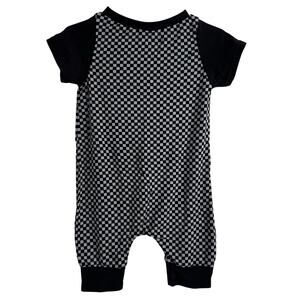 Trendy Bubs Black & Gray Checkered Shortall Romper Size 12-18 Months